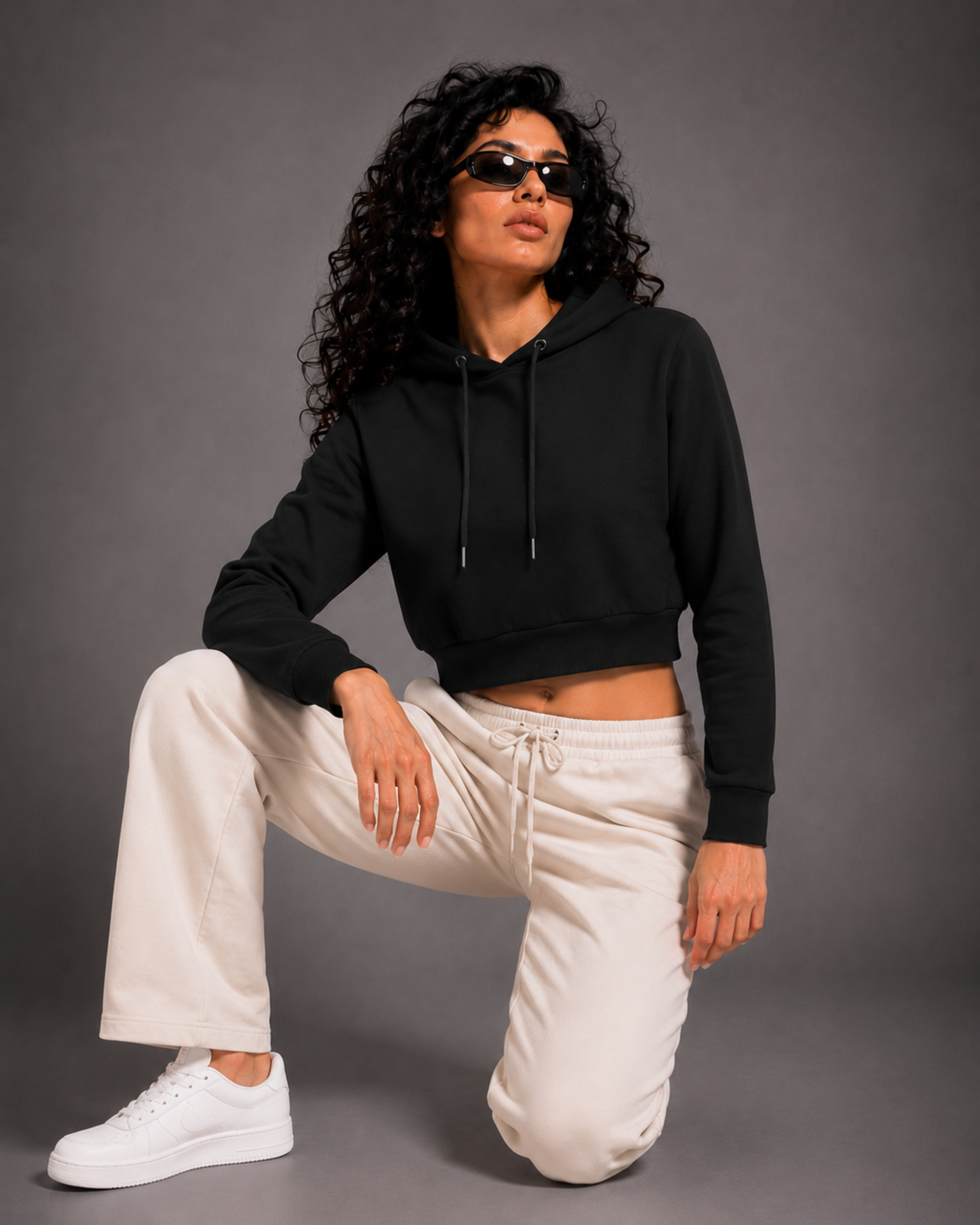 Female Cropped Hoodie | black