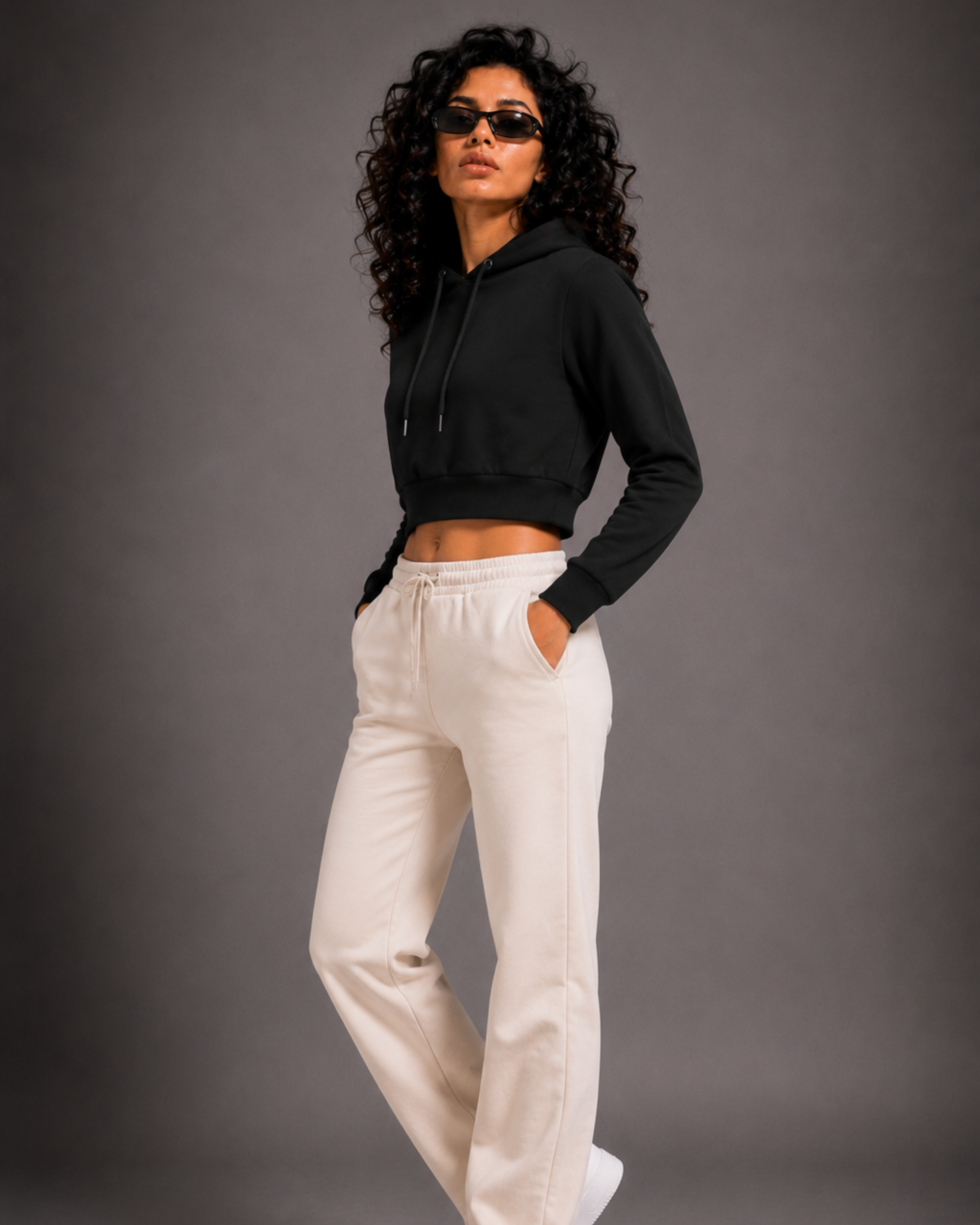 Female Cropped Hoodie | black