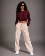 Female Cropped Hoodie | Maroon