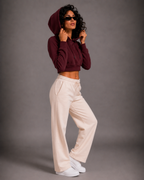 Female Cropped Hoodie | Maroon