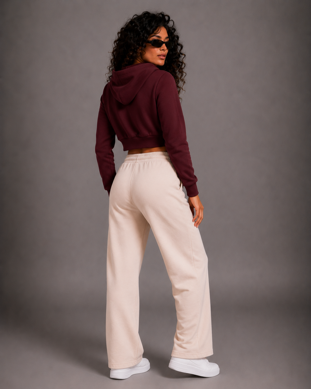 Female Cropped Hoodie | Maroon