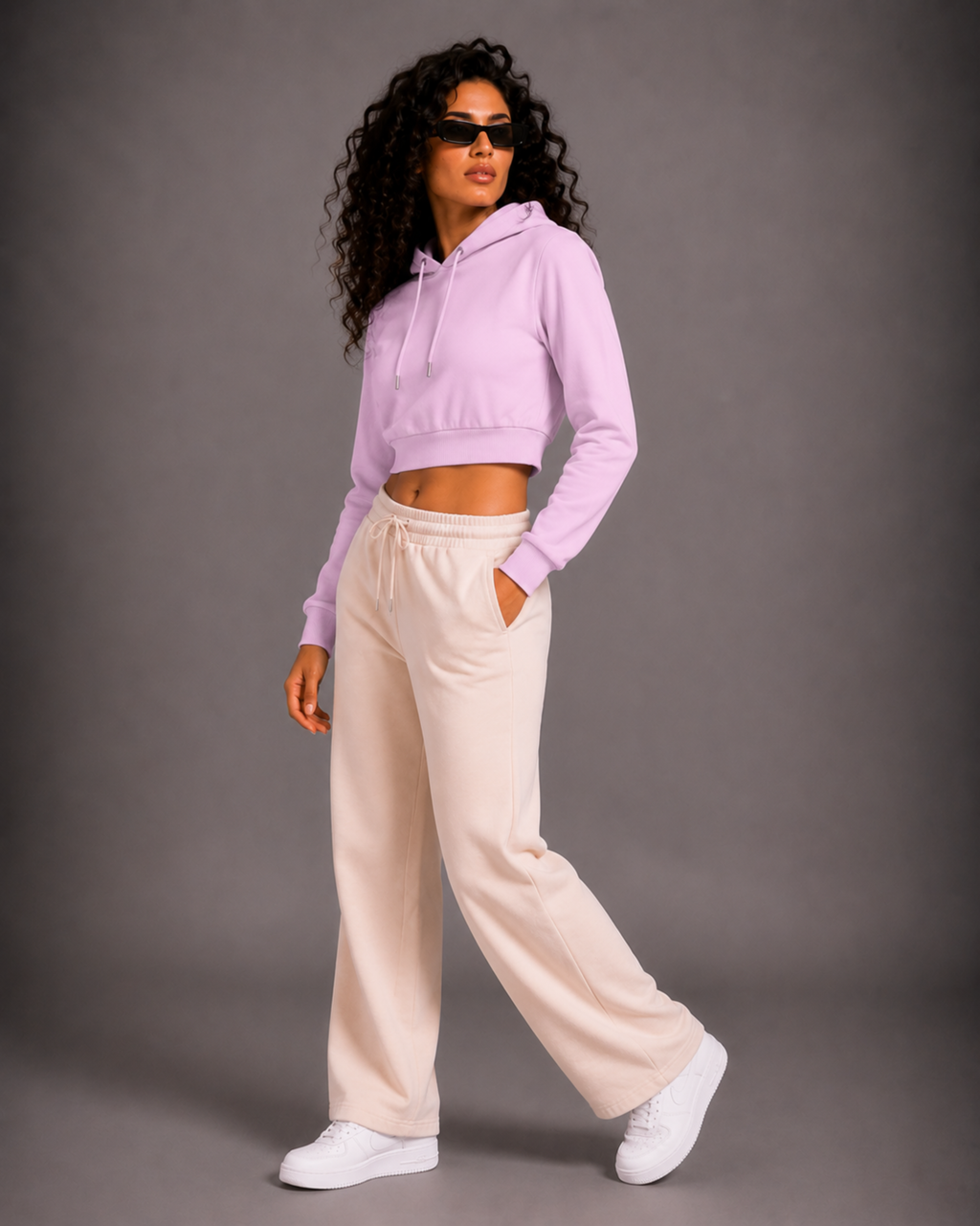 Female Cropped Hoodie | Light baby Pink