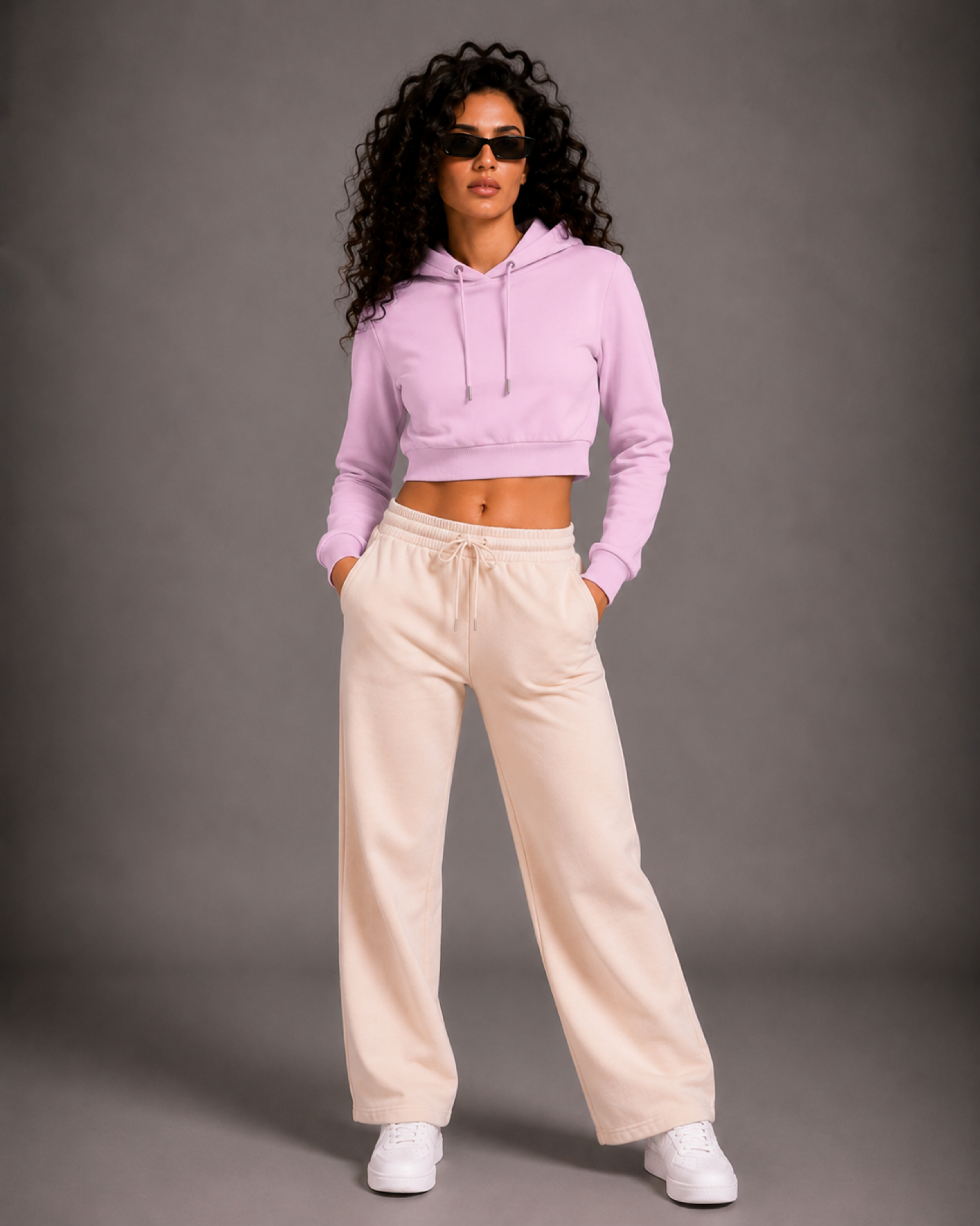 Female Cropped Hoodie | Light baby Pink