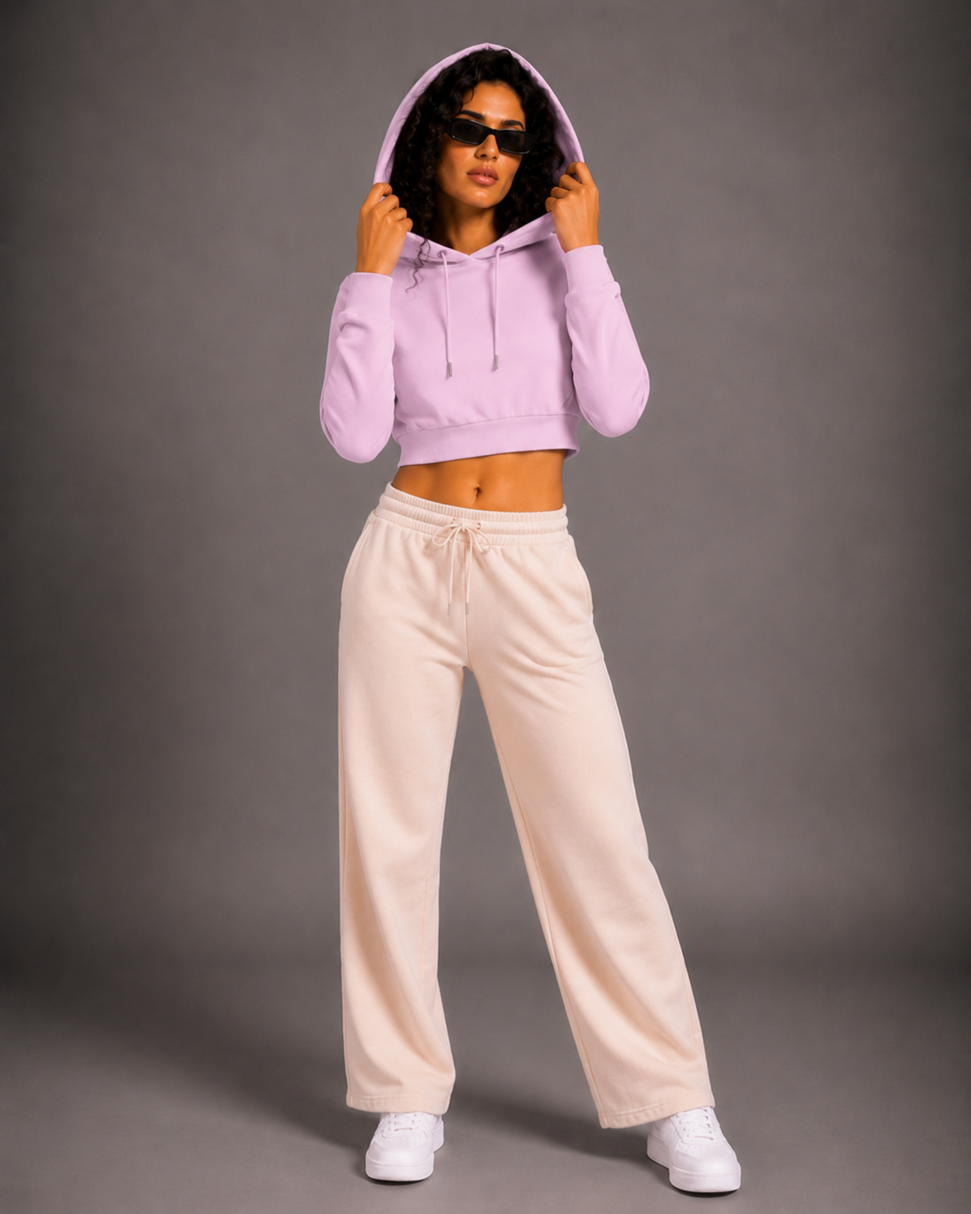 Female Cropped Hoodie | Light baby Pink