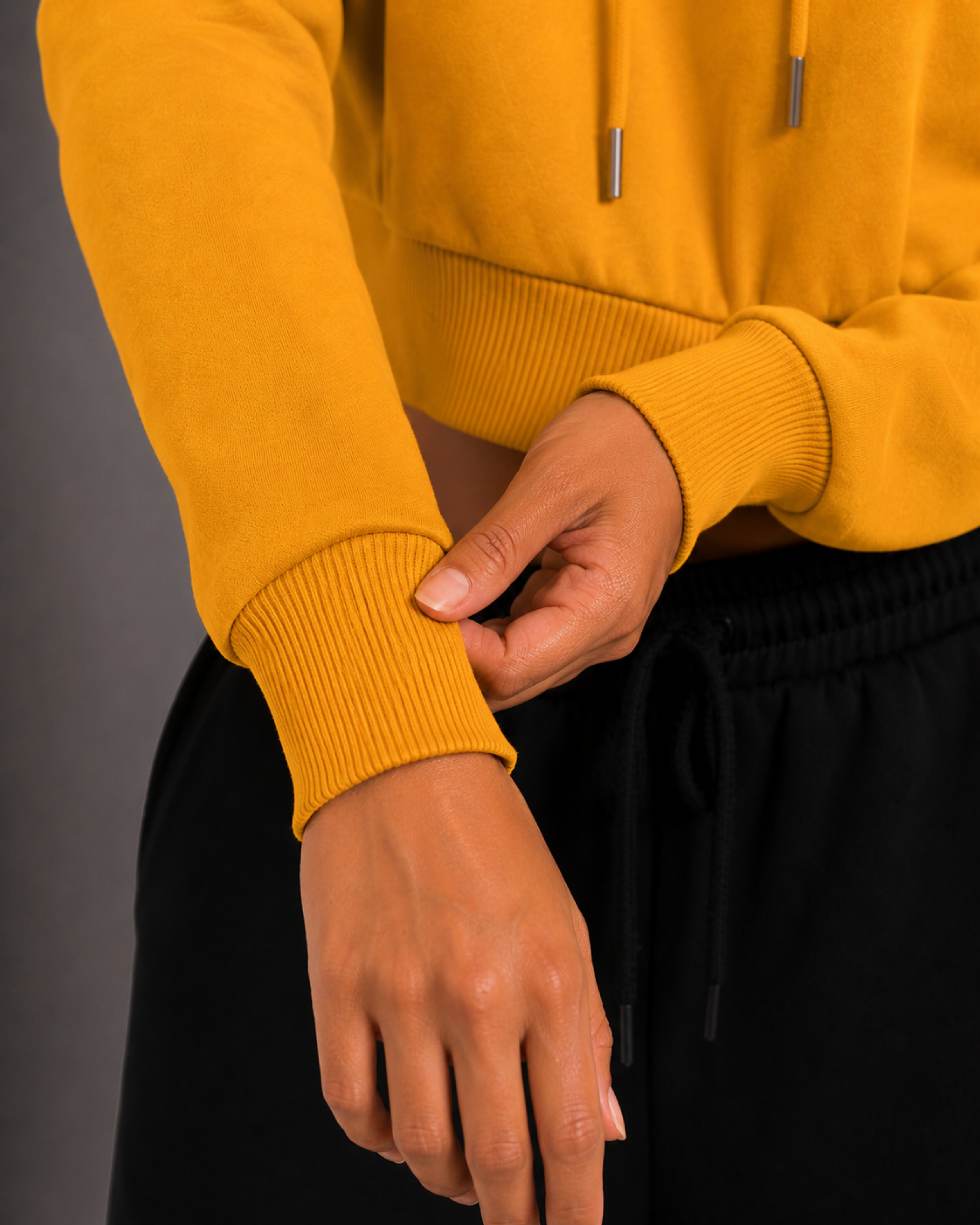 Female Cropped Hoodie | Mustard Yellow