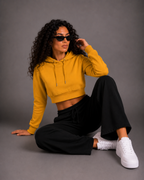 Female Cropped Hoodie | Mustard Yellow